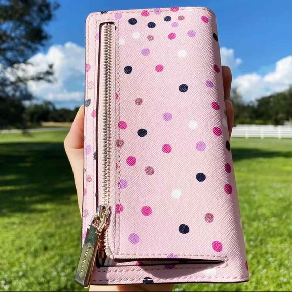 NWT Kate Spade Large Bifold Wallet Pink Dot - Picture 4 of 7